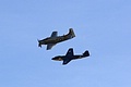 RN Historic Flight Sea Hawk and the Skyraider which replaced the planned Sea Fury to formation during the overlap between their solo displays.