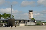 Hurlburt tower and MC-130W Combat Spear with the MK32B-902E refueling pod