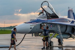 CF-18 Demo aircraft CF-188 188776 arrival at Lake Simcoe Regional Airport (CYLS), ON