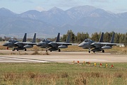 F-15D lining up at the runway's threshold
