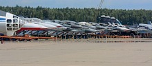 Kubinka line-up of old MiG-29s, some belonged to Team Strizhy
