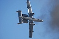 A-10 Thunderbolt II breaking off its attack run, the pyrotechnics having gone off