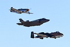 USAF F-35A Heritage Flight with A-10C and P-51D Mustang