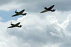 The unique Spitfire Mk I formation over Duxford