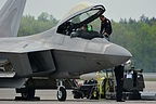 F-22 Raptor Demo Team's pilot strapping in