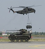 Wiesel tanks and Mungo vehicles were brought in by CH-53s