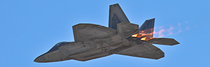 USAF F-22A Raptor with afterburners on