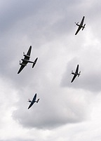 Kittyhawk, Spitfire, Mustang and Mosquito formation
