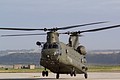 Chinook HC.2, AT/ZA712, from the RAF Odiham Wing touches down on Friday afternoon.