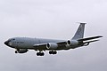 KC-135R 60-0328 from the 100th. Air Refeulling Wing at RAF Mildenhall on approach through the drizzle on Friday morning.