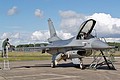 F-16AM J-512 from 313 Squadron of the Royal Netherlands Air Force attended as display spare and is seen having its 'Smokewinder' topped up.