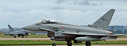 Italian Air Force Typhoons arriving to take part in the static display, both carry inert IRIS-T Missiles