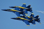 Blue Angels four-ship in minimum separation diamond formation