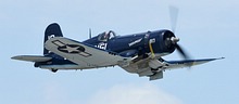 FG-1D Corsair 'Godspeed' takes off to practice the display