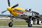 Mark Murphy after a successful practice with his P-51D Mustang 'Never Miss'
