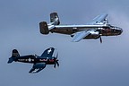 Red Bull B-25 Mitchell and F4U Corsair formation