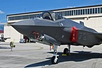 The Electro-Optical Targeting System (EOTS) is integrated into the F-35 Lightning II's fuselage in front of the nose gear well. 