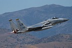 U.S. Air Force 493th Fighter Squadron / 48th Fighter Wing F-15C Eagle taking off from Larissa Air Base, Greece, during exercise Astral Knight 21