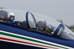 Close up of the Frecce Tricolori pilots in one of the MB-339s.