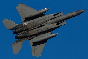 USAF 493rd FS F-15C Eagle overhead