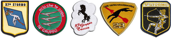 Patches of the 37° Stormo, 18° Gruppo, 10° Gruppo, 23° Gruppo, 5° Stormo.