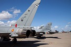 The Eurofighter Typhoon is designated C.16 in Spanish service, while the Hornet is C.15