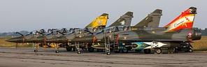 Mirage 2000D line-up from front to back: EC02.003 620/3-IU, EC01.003 683/3-IV, EC03.003 635/3-AS, EC03.003 613/3-MO