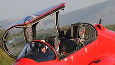 RAF Red Arrows pilot strapping in