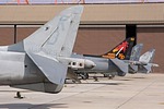 Four very different looking USMC Harrier II tails.